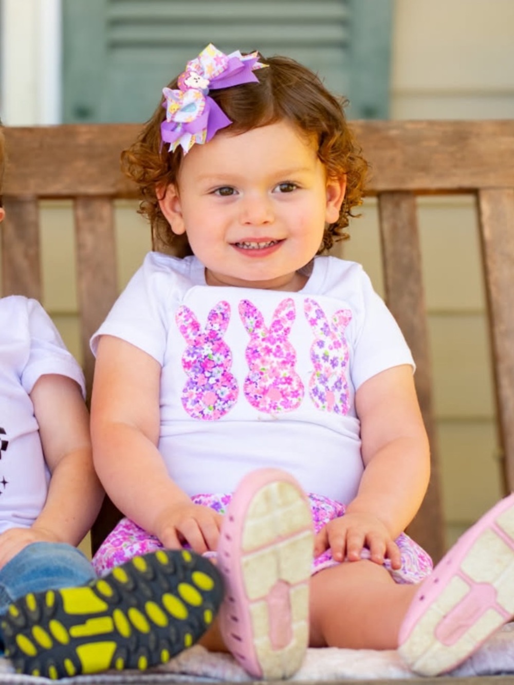 Custom Easter Bunny Outfit Handmade Floral Tee + Matching Skirt Set Toddler Girl